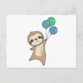 Carte Postale Sloth S'Envole Avec Des Ballons (Devant)