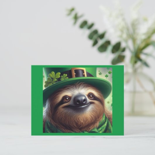 Carte Postale Sloth St Paddys Day (Debout devant)