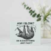 Carte Postale Sloth suis-je lent ? Bleu (Debout devant)