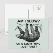 Carte Postale Sloth suis-je lent ? Bleu (Devant / Derrière)