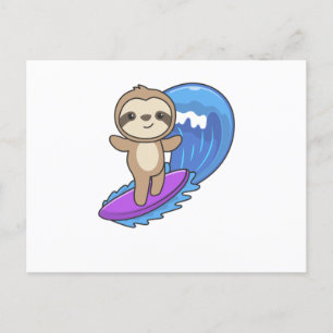 Carte Postale Sloth Surf Waves Riding Sweet Slots