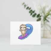 Carte Postale Sloth Surf Waves Riding Sweet Slots (Debout devant)