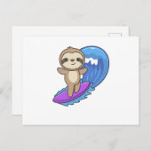 Carte Postale Sloth Surf Waves Riding Sweet Slots (Devant / Derrière)