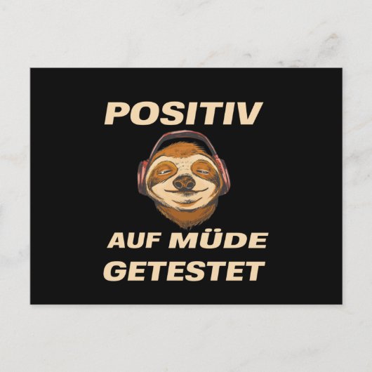 Carte Postale Sloth Testé Positif Pour Fatigué (Devant)