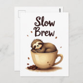 Carte Postale Slow Brew Coffee Sloth (Devant / Derrière)