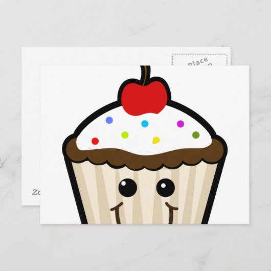 Carte Postale Smile Face Cupcake (Devant / Derrière)