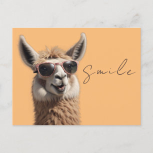 Carte Postale Smile Llama Cute Alpaca avec lunettes de soleil Dr