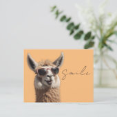 Carte Postale Smile Llama Cute Alpaca avec lunettes de soleil Dr (Debout devant)