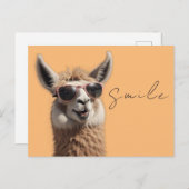 Carte Postale Smile Llama Cute Alpaca avec lunettes de soleil Dr (Devant / Derrière)