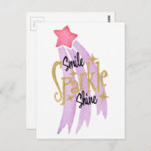 Carte Postale Smile Sparkle Shine Star Word Art (Devant / Derrière)