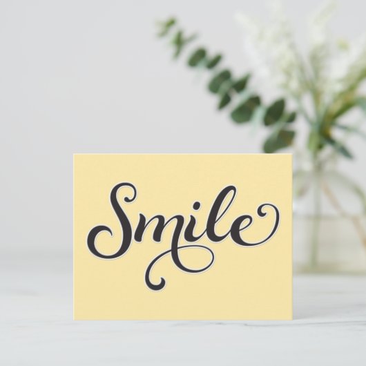 Carte Postale Smile Yellow Happy Say Hello Retro Fun (Debout devant)