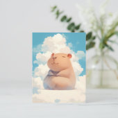 Carte Postale Smiling Capybara Sitting on Soft White Cloud (Debout devant)
