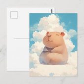 Carte Postale Smiling Capybara Sitting on Soft White Cloud (Devant / Derrière)