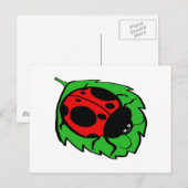Carte Postale Smiling Ladybug sur une feuille verte (Devant / Derrière)
