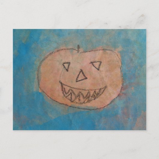 Carte Postale Smiling Pumkin, Halloween Kids Art Watercolor (Devant)