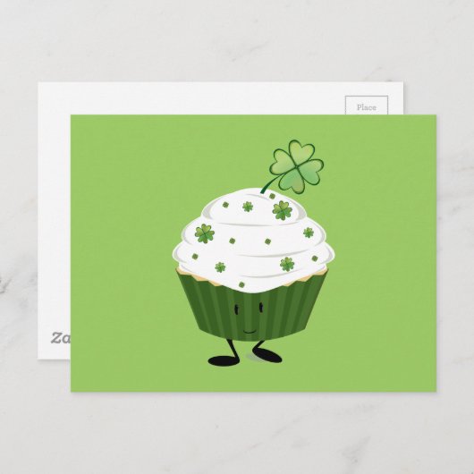 Carte Postale Smiling St. Patrick's day cupcake (Devant / Derrière)