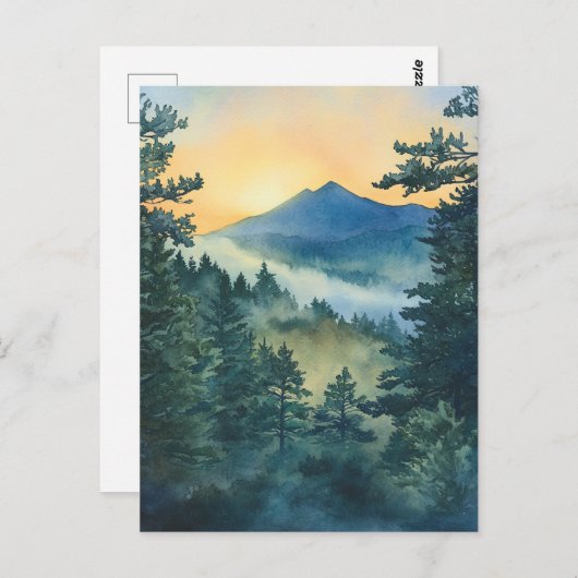 Carte Postale Smoky Sleeping Ute Mountain aquarelle peintures (Devant / Derrière)