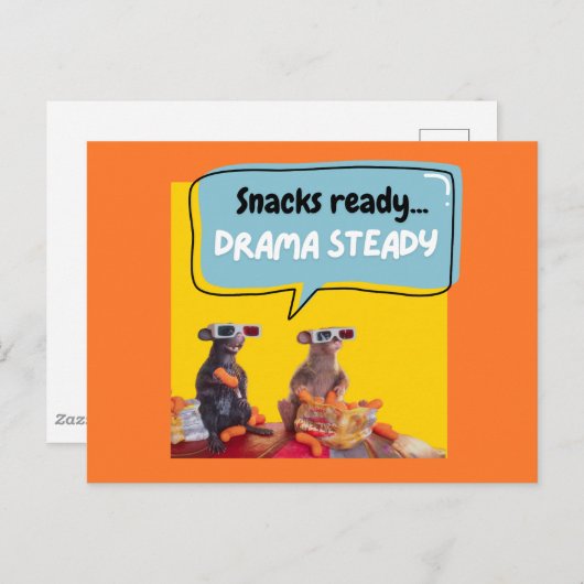 Carte Postale Snacks Ready, Drama Steady (Devant / Derrière)