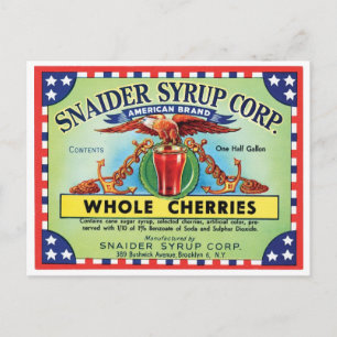Carte Postale Snaider Syrup Corp. Cerises complètes