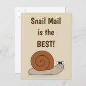Carte Postale Snail Mail Cute Drôle Humour Retro (Devant / Derrière)