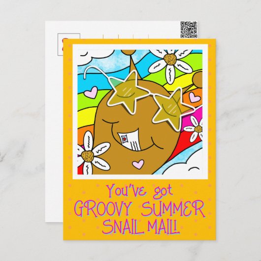 Carte Postale Snail mignon Super Courrier d'été Bonjour (Devant / Derrière)