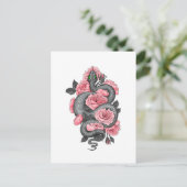 Carte Postale Snake and peach roses (Debout devant)