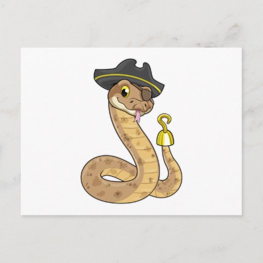 Carte Postale Snake as Pirate with Hook hand & Eye patch (Devant)