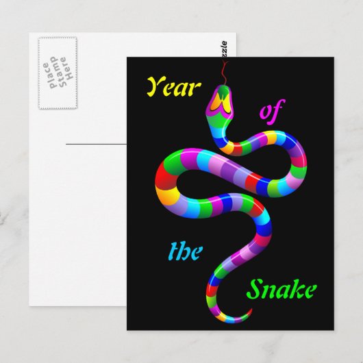 Carte postale Snake Psychedelic Rainbow (Devant / Derrière)