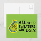Carte Postale Snarky Grinch | Tous tes pulls sont moches (Devant / Derrière)