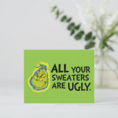 Carte Postale Snarky Grinch | Tous tes pulls sont moches (Debout devant)
