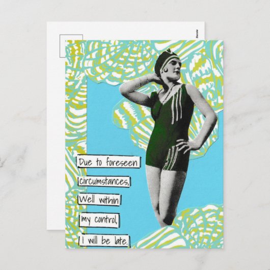Carte Postale Snarky Vacances Je Serai En Retard (Devant / Derrière)