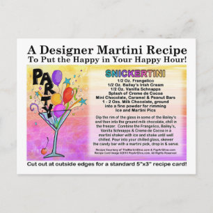 Carte postale Snickertini Candy Martini Recette
