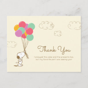 Carte Postale Snoopy et Ballons Anniversaire MERCI