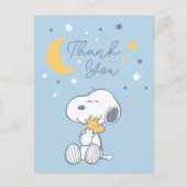 Carte Postale Snoopy et Woodstock dans l'euphorie Merci (Devant)