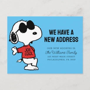 Carte Postale Snoopy "Joe Cool"   Nous Avons Une Nouvelle Adress