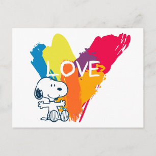 Carte Postale Snoopy Rainbow Love Heart