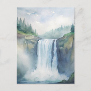 Carte Postale Snoqualmie Falls, WA Aquarelle Peinture