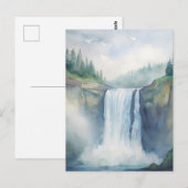 Carte Postale Snoqualmie Falls, WA Aquarelle Peinture (Devant / Derrière)