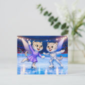 Carte Postale Snow Leopard Pair Performing Ice Dance Routine in  (Debout devant)