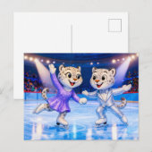 Carte Postale Snow Leopard Pair Performing Ice Dance Routine in  (Devant / Derrière)