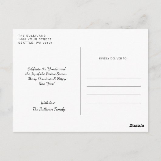 Carte Postale Snow Snowflakes Script de calligraphie de Noël (Dos)