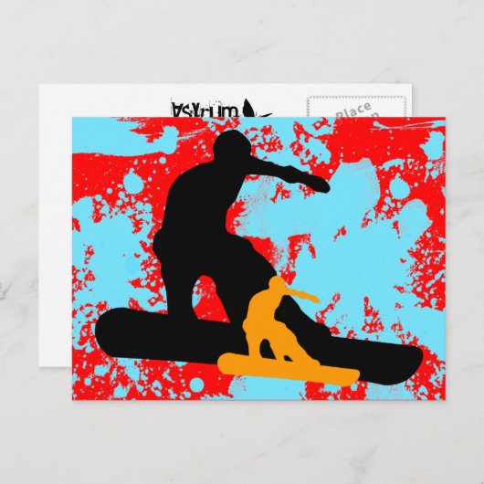 Carte Postale snowboard : ombrage (Devant / Derrière)