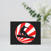 Carte Postale snowboard : raies rouges (Debout devant)