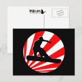 Carte Postale snowboard : raies rouges (Devant / Derrière)