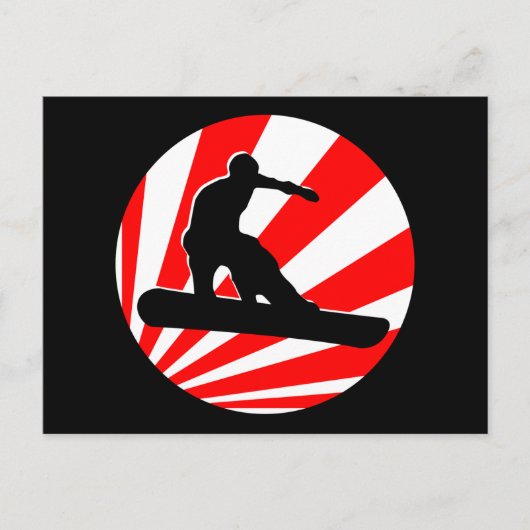 Carte Postale snowboard : raies rouges (Devant)
