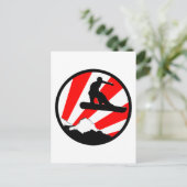 Carte Postale snowboard : raies rouges (Debout devant)