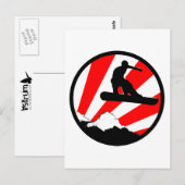 Carte Postale snowboard : raies rouges (Devant / Derrière)