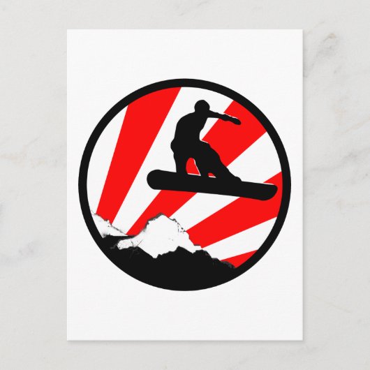 Carte Postale snowboard : raies rouges (Devant)