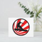 Carte Postale snowboard : raies rouges (Debout devant)