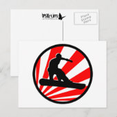 Carte Postale snowboard : raies rouges (Devant / Derrière)